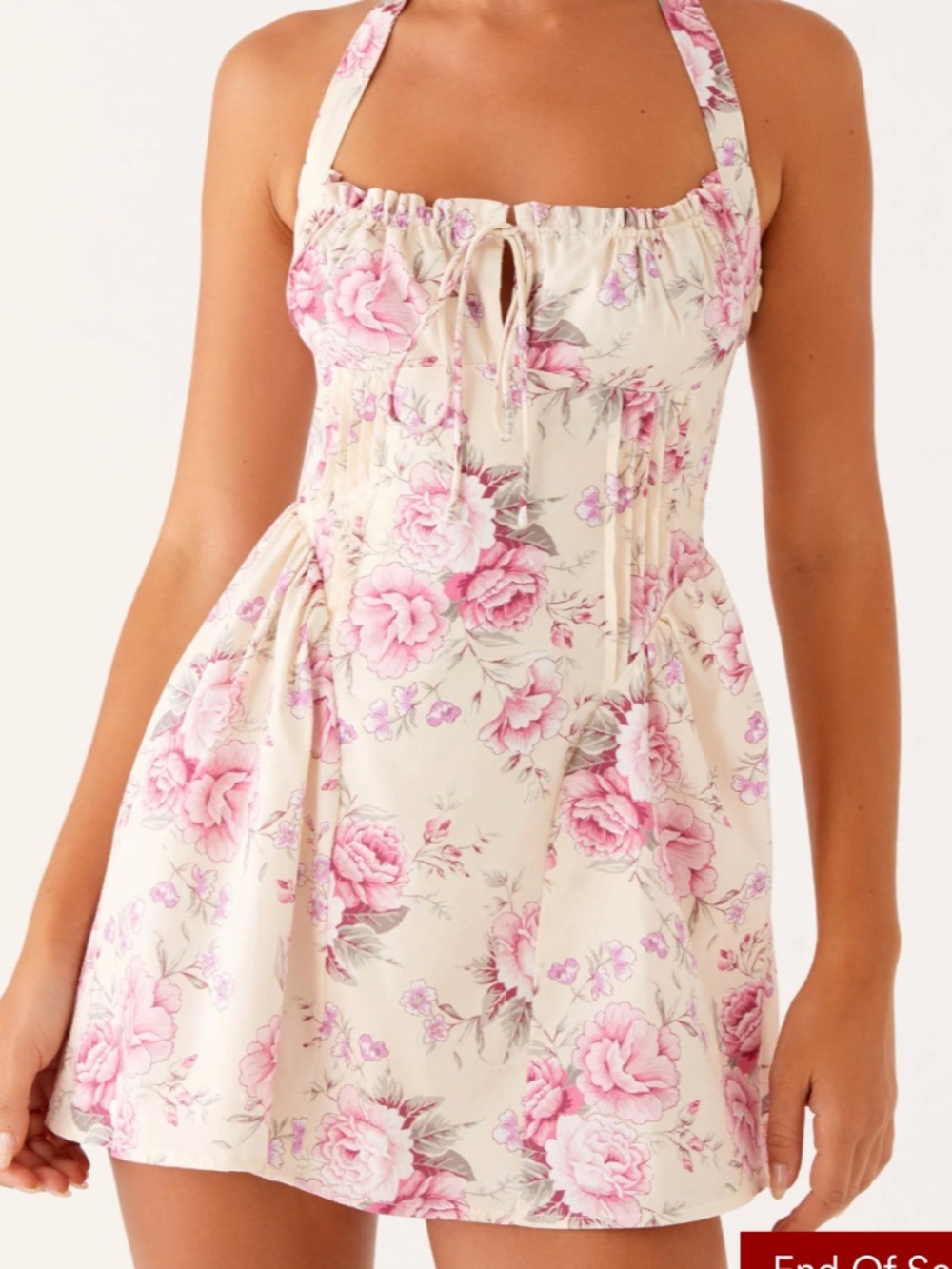 Peppermayo Rosalie Halter Mini Dress - Vintage Pink Floral